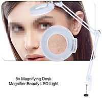 Facial Magnifing Lamp Floor Magnifier Light Swivel Arm and Rolling Stand for Beauty Salon Skincare Manicure Tattoo (White)