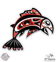 GT Graphics Pacific Northwest Native Art Fish Tribal - 12" Vinyl Sticker Waterproof Decal