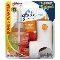 Glade PlugIns Refills Air Freshener Starter Kit, Scented Oil for Home and Bathroom, Hawaiian Breeze, 0.67 Fl Oz, 1 Warmer + 1 Refill