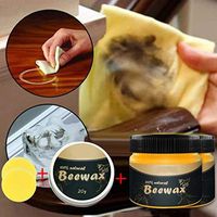 Beeswax Seasoning Solution Wood Polish All Purpose Beewax Wood Cleaning Furniture Care Wood Protection for Cutting Boards Bamboo Wooden Surfaces Renew Wood Conditioner (2 * 85g+20g+2 Sponge)