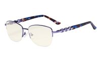 Eyekepper Ladies Blue Light Filtering Computer Glasses - Half-Rim Stylish Reading Eyeglasses - UV420 Protection Anti Eye Strain Tired Eye Relief Readers Women - Purple +1.50