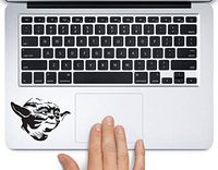 Yoda Head Star Wars Printed Printed Trackpad Clear Vinyl Decal Sticker Compatible with Apple MacBook Pro Air 11" 12" 13" 15" All Years Laptop Keyboard (13" MacBook Air)