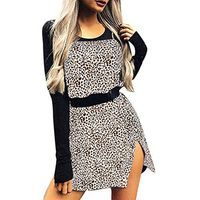 Sexys Womens Sleeveless Sling Dress Ladies Snake Print Blackless Bandage Loose Leopard Dresses (M, Khaki)