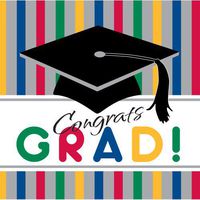 Creative Converting Paper Art 16 Count 3-Ply Lunch Napkins, Graduation Stripes