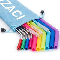 Silicone Straws for 20 30 oz Tumbler & Stainless Steel Straws Bundle - 6 Silicone Straws for Yeti/Rtic/Ozark + 3 Brushes + 4 Metal Straws - Reusable Straws Extra Long + 1 Storage Pouch