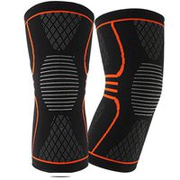 EveShine Knee Compression Sleeve (1 Pair), Best Compression Knitted Knee Support Brace with Gel Strips for Running, Sports, Jogging, Basketball, Injury Recovery for Men & Women - L