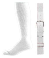 Joe's USA - Baseball Socks & Belt Combo Set (All Sizes & Colors Available) (White, Youth (7-9))