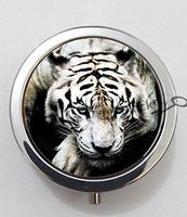 BlackKey Animal White Tiger 3-Compartment Decorative Pocket Gift Box Case Organizer for Pill, Color 1 -1870