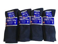 J&J 3, 6, or 12 Pairs Diabetic CREW circulatory Socks Health Men’s Cotton ALL SIZE (Black 12Pack, 10-13)