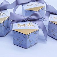 Creative Marble Wedding Candy Box Wedding Party Supplies Gift Boxes Baby Shower Favors Chocolate Packing Box Bag (Silver, 50pcs)