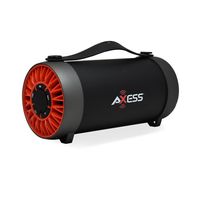 AXESS SPBT1059 Portable Indoor/Outdoor Bluetooth Media Speaker with Built-In FM Radio Rechargeable Battery and 4" Subwoofer Red