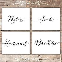 Relax Soak Unwind Breathe Wall Art Bathroom Decor (Set of 4) - Unframed - 8x10s