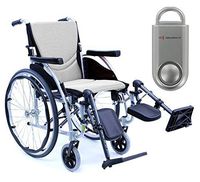 Karman S-Ergo 115 Ultra Lightweight Ergonomic Wheelchair | Seat Size 16" X 17" | Upgraded to Elevating Legrests | Fixed Wheels in Silver & Free 130 dB Silver Safety Alarm!