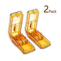 Pill Cutter for Small or Large Pills, Pill Cutter with Pill Box Compartment, Portable Compact Vitamin Cutter with Stainless Steel Blade Easy to Cut Small Pills or Large Pills in Half in 1/2, 1/4 Part