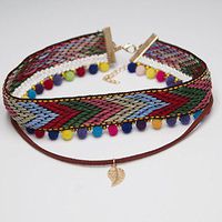 Fashion Weaving Choker Bib Mini Collar Ball Necklace Tassel Pendant Jewelry Prom Beautiful Cute Lovely Cheap Fashionable Beads Comfortable Accessory Daily Comfy