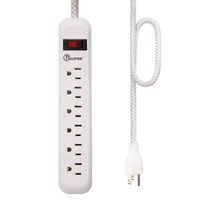 Power Strip Surge Protector, CFMASTER 6 Grounded Outlets with Braided Fabric Cord & Straight Plug, 300 Joules, Wall-Mounted Strip with 2ft Long Extension Cord, Solid Safety Switch, for Home, Office