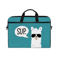 ZZAEO Llama Sup Alpaca With Sunglasses Laptop Shoulder Bag Stylish Briefcase Computer Bag with Shoulder Strap Fits for Most 13inch 14inch Laptops Case Sleeve