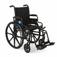 Medline Premium Ultra-lightweight Wheelchair with Flip-Back Desk Arms and Swing-Away Leg Rests for Easy Transfers, Black, 20" Seat