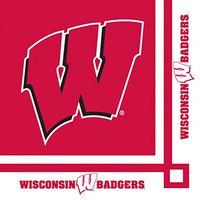Club Pack of 240 NCAA Wisconsin Badgers 2-Ply Tailgating Party Beverage Napkins