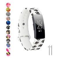Tkasing Compatible with Fitbit Inspire/Inspire HR/Ace 2 Band,Soft Silicone Strap Replacement Wristband Replacement for Fitbit Inspire HR (Paws, Large(7.1-8.7inch Wrist))