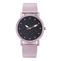 Meidexian888 Smart Watch Luxury Inlay Diamond Starry Dial Quartz Silicone Tape Ladies Watch (Pink)