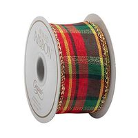 Caspari Metallic Plaid Wired Ribbon - 27 Foot Spool
