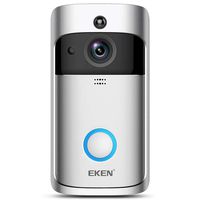 EKEN New Video Doorbell 2 720P HD WiFi Camera Real-Time Video Two-Way Audio Wide-Angle Lens Night Vision PIR Motion Detection App Control with Free Chime (Add Both to Cart) & Built-in 8GB Card