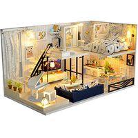 TuKIIE DIY Wooden Miniature Dollhouse Toy Model Kits with Furniture and Accessories DIY Dollhouse Kit Plus Dust Proof Miniature Handcrafts Toys Great Birthday Gift for Children Teens