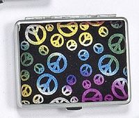 Peace Symbol Metal Cigarette Case Holder Smoke Regular Size Tobacco No war