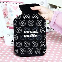 SUWIN Fashion Cartoon Mini Triangle Cat Plush Hot Water Bottle, Explosion-Proof Rubber Liner, Winter Water Injection Hand Warmer