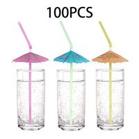 Pack Know Hawaiian Luau Drinking Straws Party Supplies - Tropical Beach Jungle Pool Summer Umbrella Parasol Cocktail  Decorations 