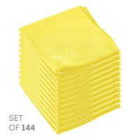 Super Soft Microfiber Cleaning Cloth - Set of 144 Yellow Washcloths - 12 x 12 Inches - By Etienne Alair