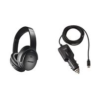 Bose QuietComfort 35 (Series II) Wireless Headphones, Noise Cancelling - Black with AmazonBasics Car Charger