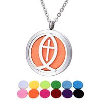 QX Essential Oil Diffuser Necklace Stainless Steel Fish Aromatherapy Locket Pendant Jewelry Teen Girls Gifts - Round 30mm