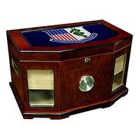 Large Premium Desktop Humidor - Glass Top -US Army Medical Corps, Regimental Insignia