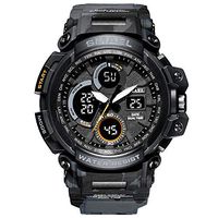 Psalmtrading SMAEL Multi-Function Men’s/Women's Sports Analog Quartz Dual Display Waterproof Watches LED Backlight 1708 Camouflage (Gray)