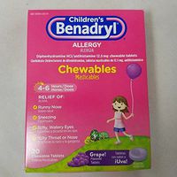 Benadryl Children's Allergy Grape Chewables, 20 Count Per Box (6 Pack)