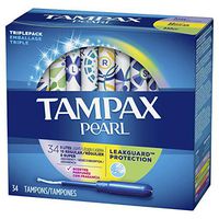 Tampax Pearl Tampons, Light/Regular/Super Absorbency with LeakGuard Braid, Triple Pack, Scented, 34 Count