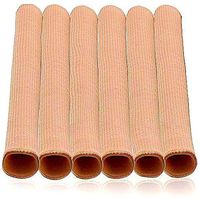 Povihome 6 Pack Toe Tubes Protectors Cushion Toe Fabric Sleeve with Gel Lined Pads for Bunion Pain,Blister,Corn Finger Toe Sleeve (M Size)