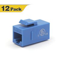 VCE 12-Pack CAT6 Keystone Coupler,RJ45 Female to Female Insert Coupler, UTP Keystone Inline Coupler for Cat6 Cables-Blue UL Listed
