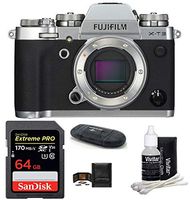 FUJIFILM X-T3 Mirrorless Digital Camera Bundle (Body with 64GB Bundle, Silver)
