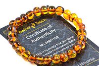 Baltic Amber Bracelet for Adults Made on Elastic Band – Carpal Tunnel, Arthritis, Headache, Migraine Pain Relief (Cognac, 7.5 inch.)