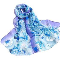 Theoylos Women's Silk Scarf Fashion Sunscreen Shawls Wraps for Headscarf&Neck Ladies Printing Long Soft Wrap Scarves Blue