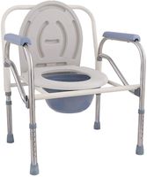 PLLP Medical Bedside Commodes,Non-Slip Foldable Stainless Steel Bedside Commode, Shower Chair with Padded Seat 150 Kg Capacity,B