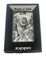 Zippo Custom Lighter - Graphic Queen of Diamonds Card Gambling w/Kings