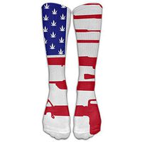 Gun Marijuana Weed Usa Flag Women & Men Knee High Socks Baseball Athletic Tube Long Stockings