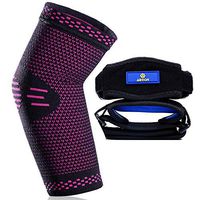 ABYON Tennis Elbow Straps (2 Pack) + Elbow Compression Sleeve (1 Pack),Elbow Brace with Medical Compression for Tendonitis, Elbow Support for Men & Women (Pink, Medium)