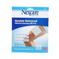 Nexcare Absolute Waterproof Adhesive Dressing wtih Pad, 6 x 6 inches 1 ea(pack of 2)