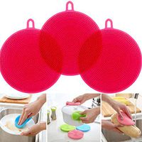 Multipurpose Silicone Dish Sponge | Washing Fruit Vegetables| Clean the head | Silicone Cup Mats |Kitchen Cleaning Scrubber | silicone dish scrubber-3 Pack