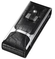Visol Products Alton Leather Cigar Case, Cigar Cutter and Flask Travel Set, Black